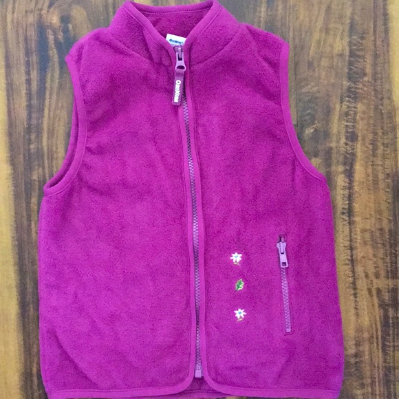 Osh Kosh Purple Floral Fleece Vest-6 - Picture 1 of 3